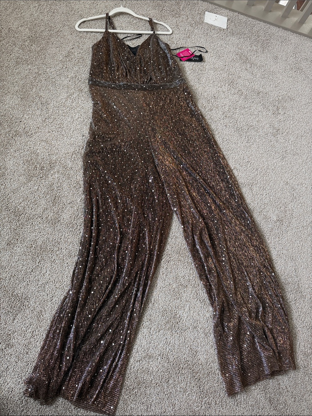 Sparkling Brown Wide-Leg Jumpsuit